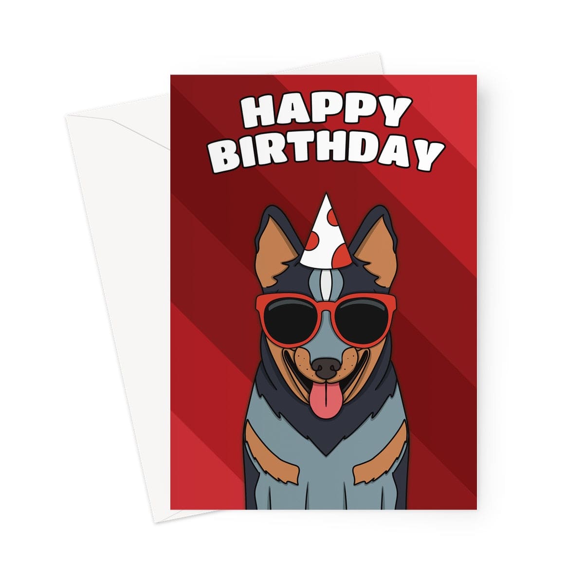 Blue Heeler Dog Birthday Card 7x5"