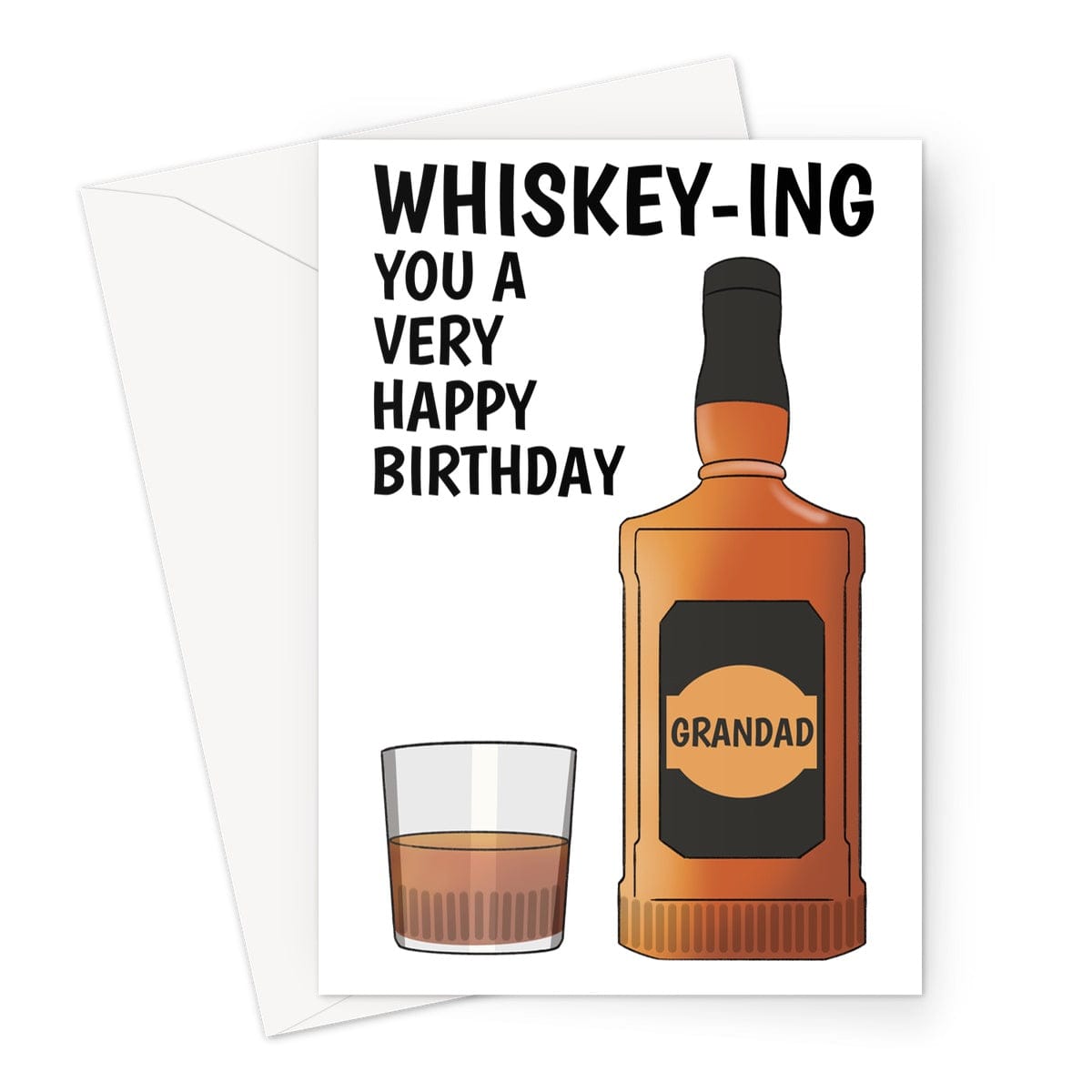 Whiskey bottle and glass birthday card for Grandad.