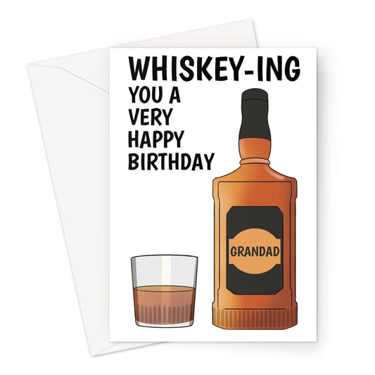 Whiskey bottle and glass birthday card for Grandad.