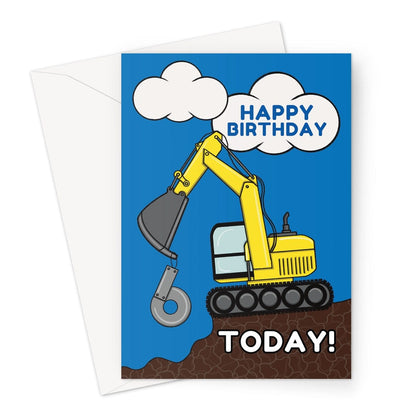 Age 6 excavator birthday card.