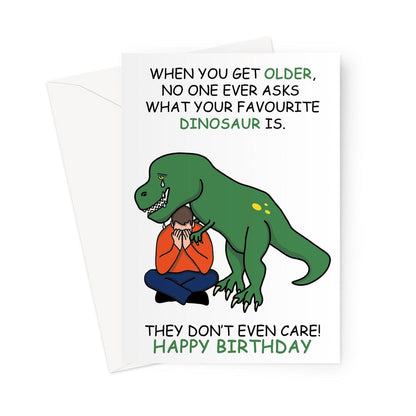 Funny adult joke dinosaur birthday card for him.