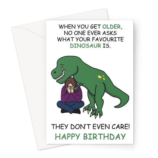 Funny female favourite dinosaur meme birthday card.