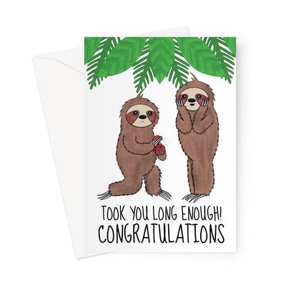 Funny engagement congratulations card.