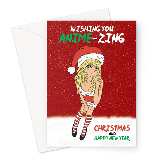 Sexy Santa girl anime themed Christmas card.