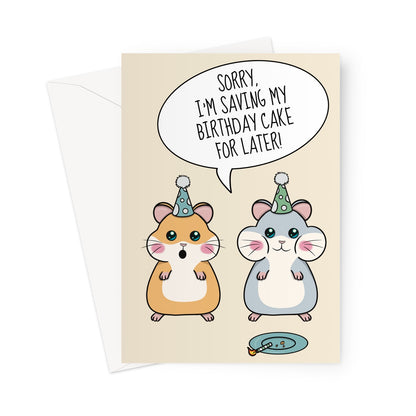 A cute Hamster themed birthday card for a friend who loves birthday cake.