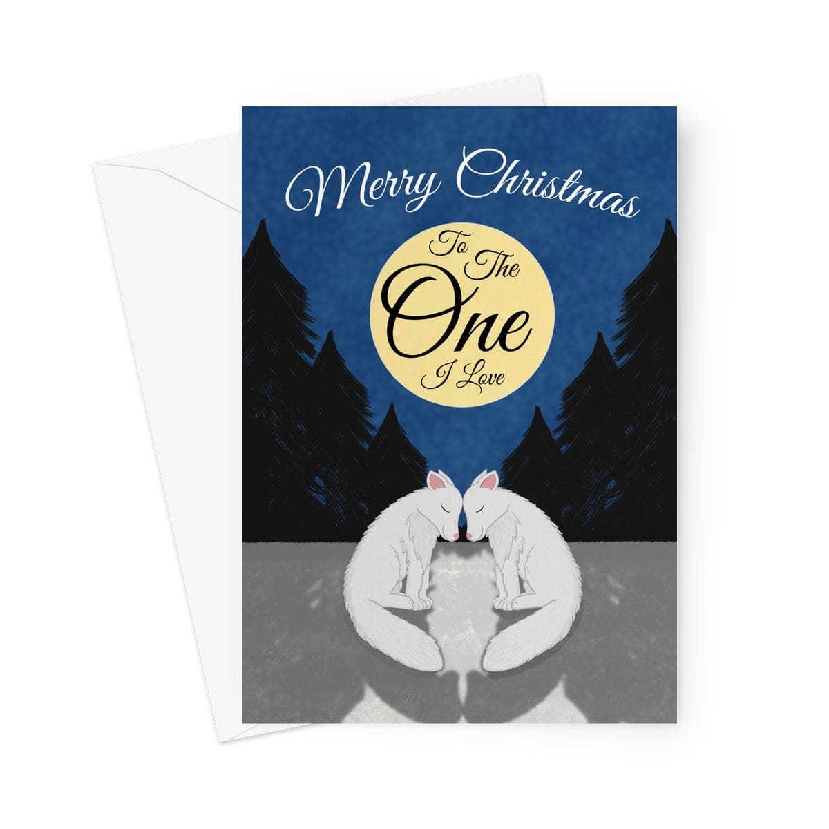 Cute artic fox Christmas card for the one i love A card 7x5