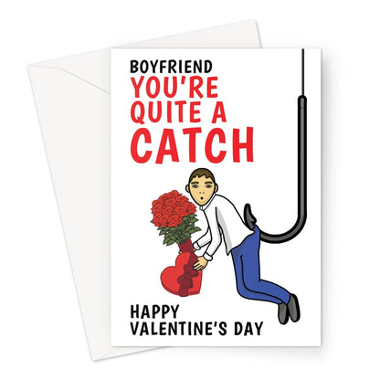 Funny Fishing Valentine's Card, Card for Boyfriend, Fishing