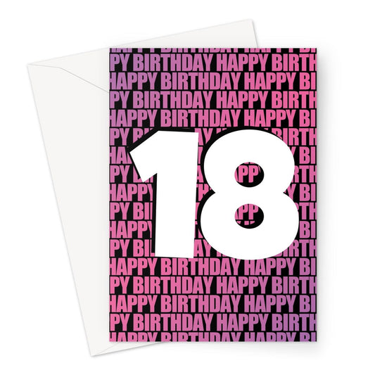 Age 18 pink Happy Birthday card.