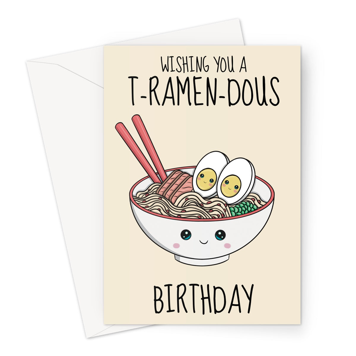 Cute ramen noodles birthday card.