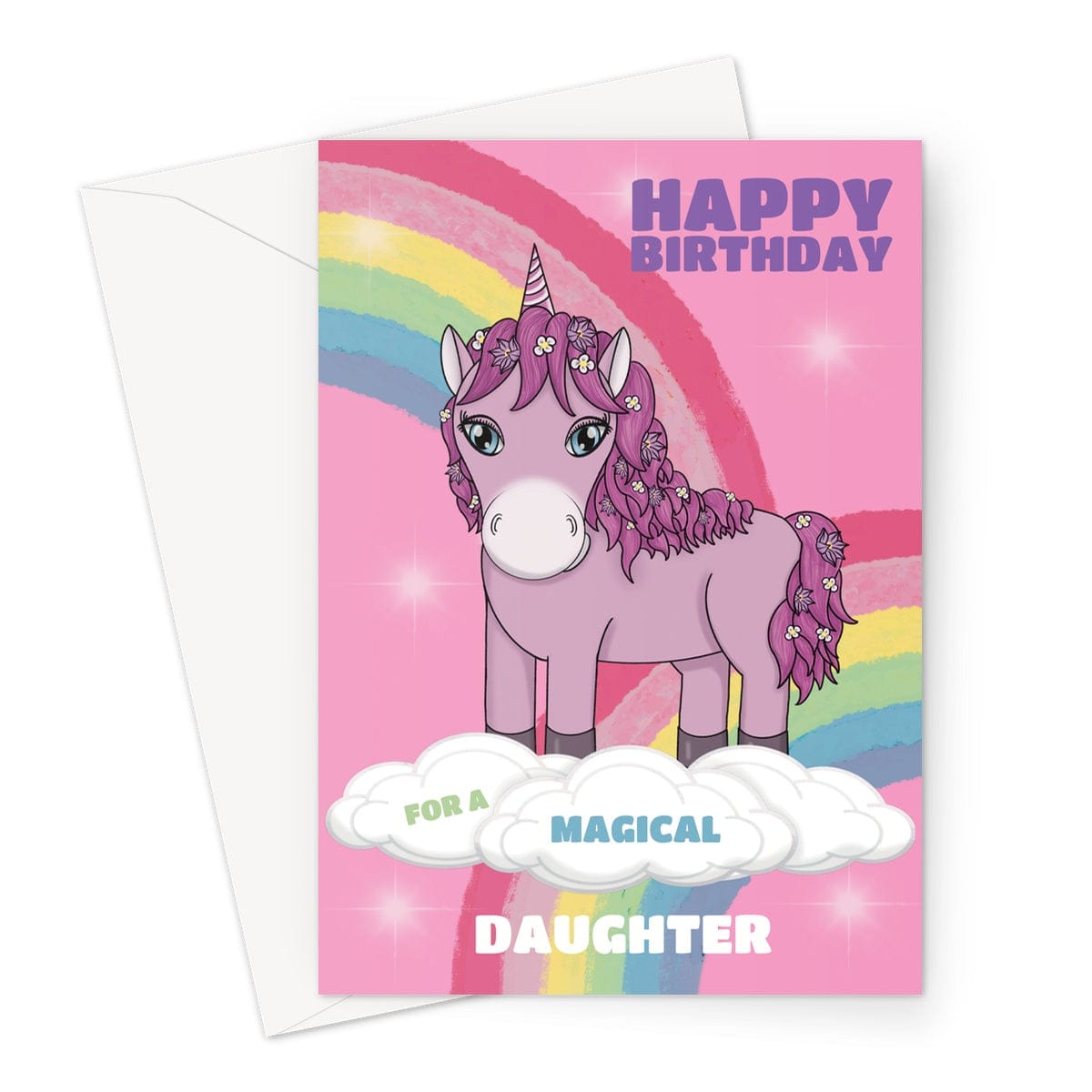 Unicorn birthday card for a Daughter. 