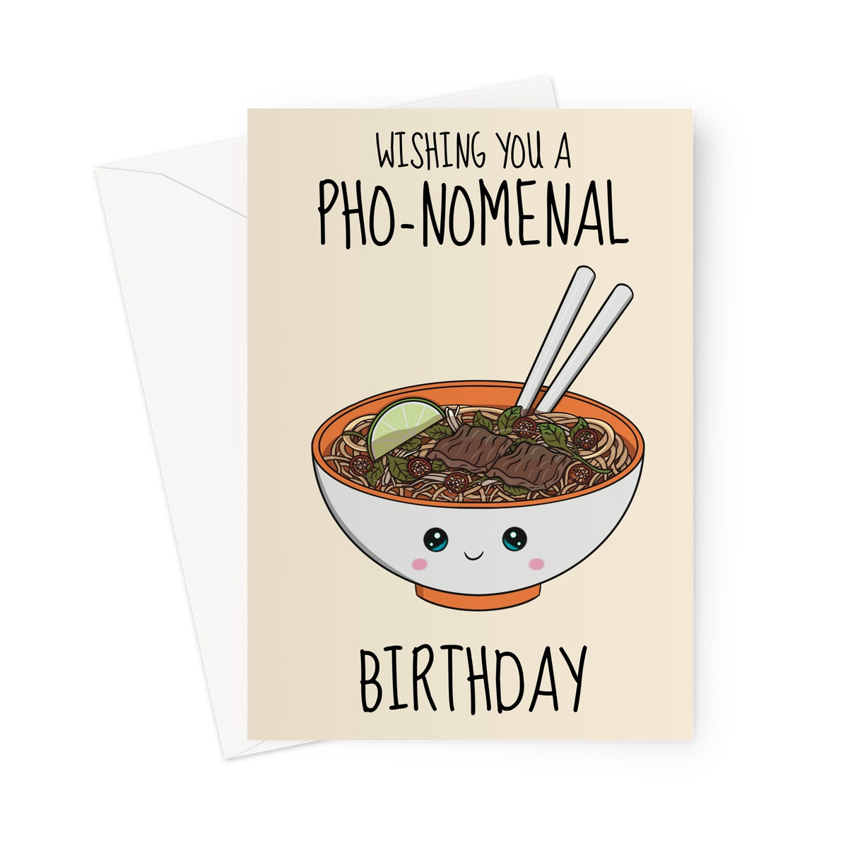 Kawaii noodles birthday card for her