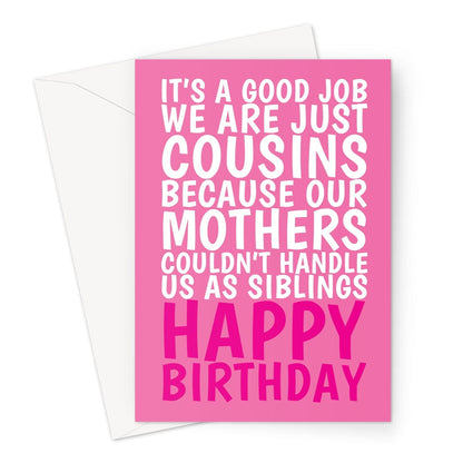 Pink typography birthday card for a cousin.