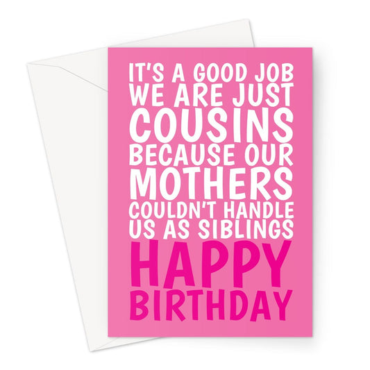 Pink typography birthday card for a cousin.