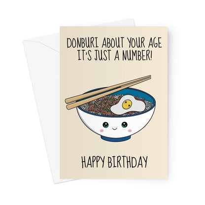 Cute japanese donburi curry birthday card