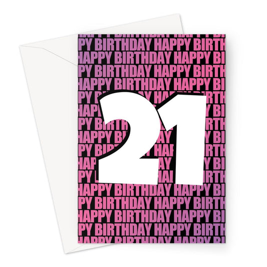 Happy 21st birthday card pink.