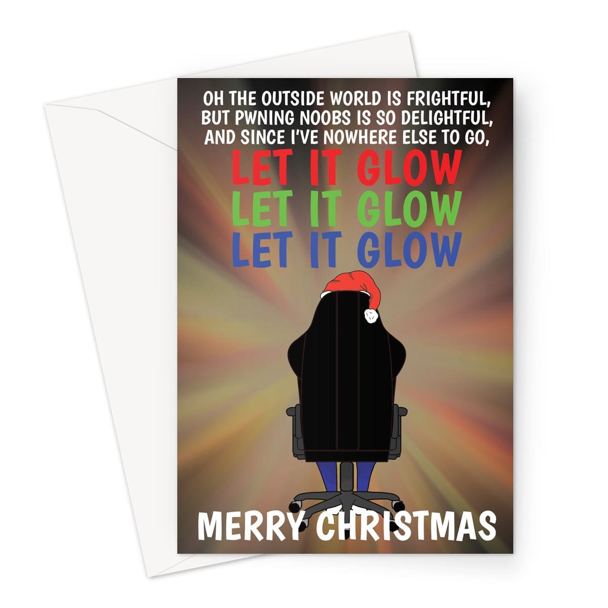 Funny video gamer Christmas card.