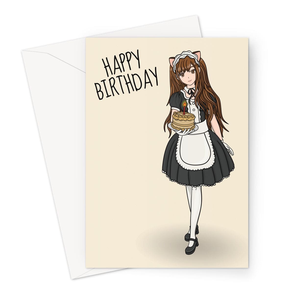 Japanese Art Anime Girl Happy Birthday Card | Zazzle