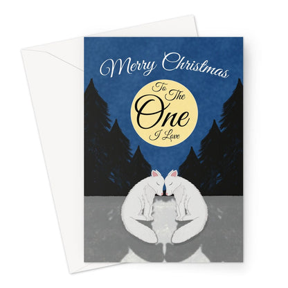 Cute artic fox Christmas card for the one i love A card A5