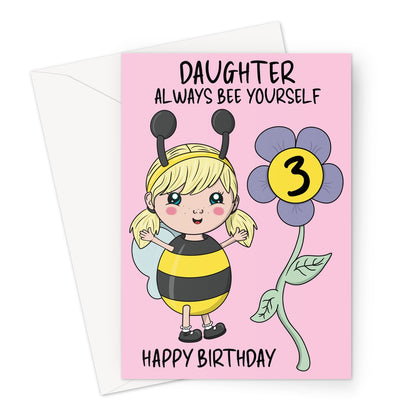 Cute Bumble Bee 3rd Birthday Card For Daughter