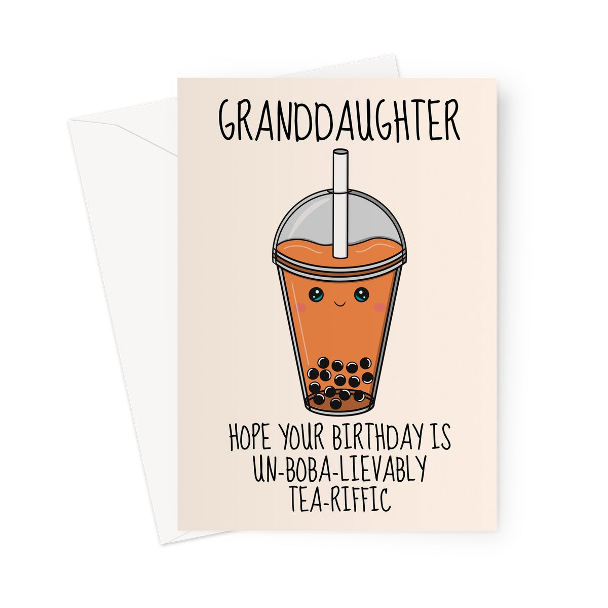 Granddaughter Birthday Card - Cute Bubble Tea