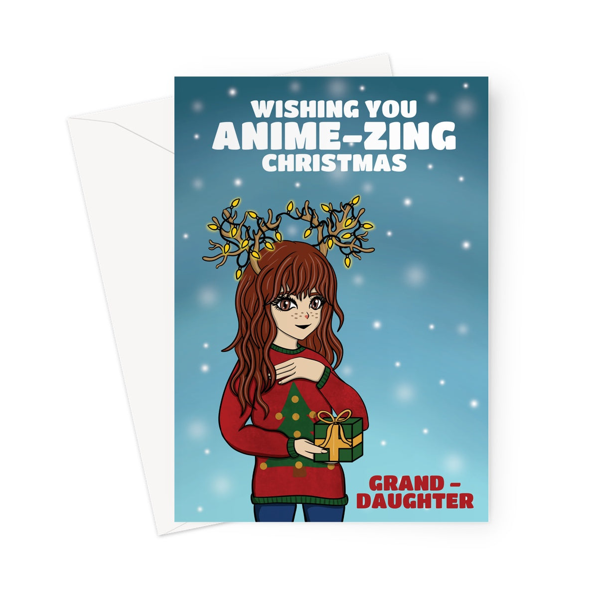 Anime Girl Christmas Card For A Granddaughter