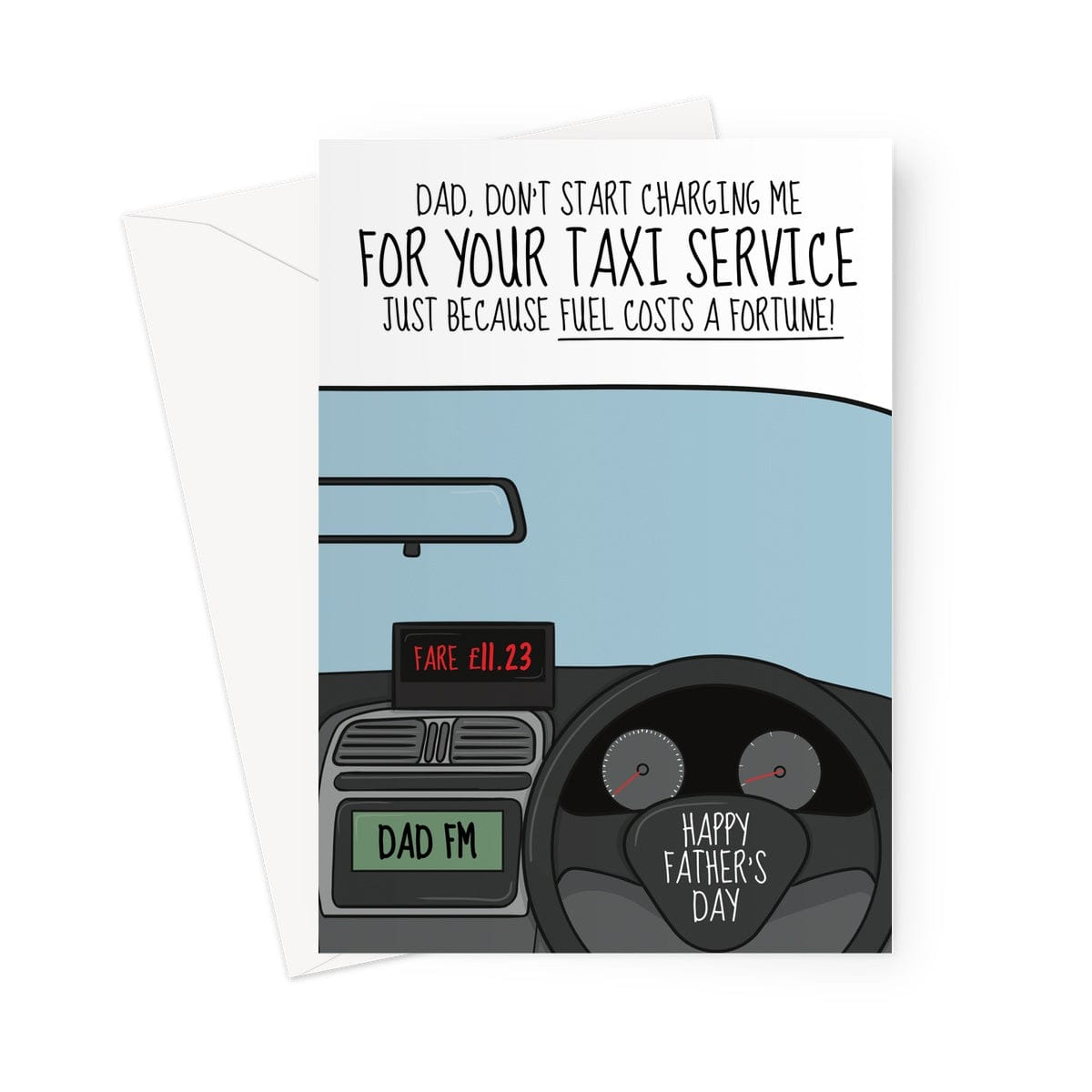 Taxi Joke Card For Dad. A Funny Father's Day Card.