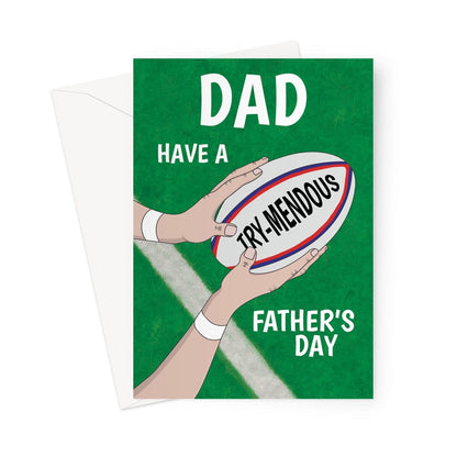 A rugby themed card for dad on Father's Day.