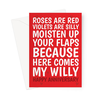 Rude roses are red poem Anniversary Card for her