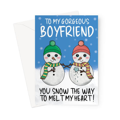 Cute snowman Christmas card for Boyfriend 7x5"