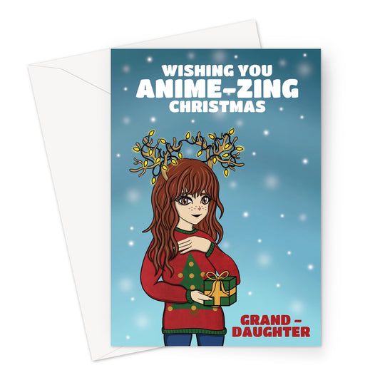 Anime Girl Christmas Card For A Granddaughter