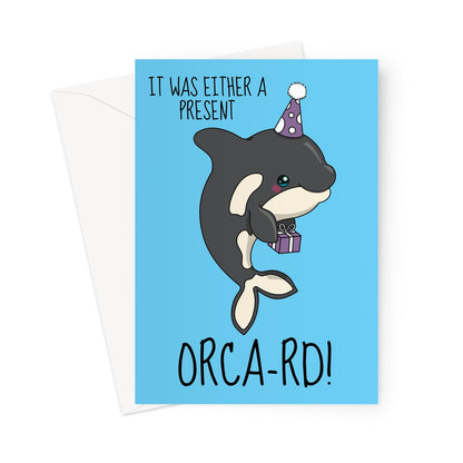 Cute killer whale birthday card
