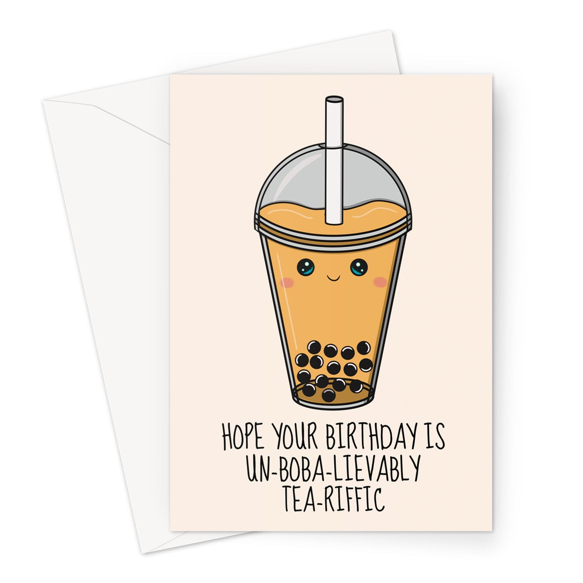 Cute Boba Tea Birthday Card