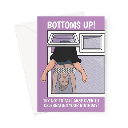 Funny Bottoms up birthday card for woman