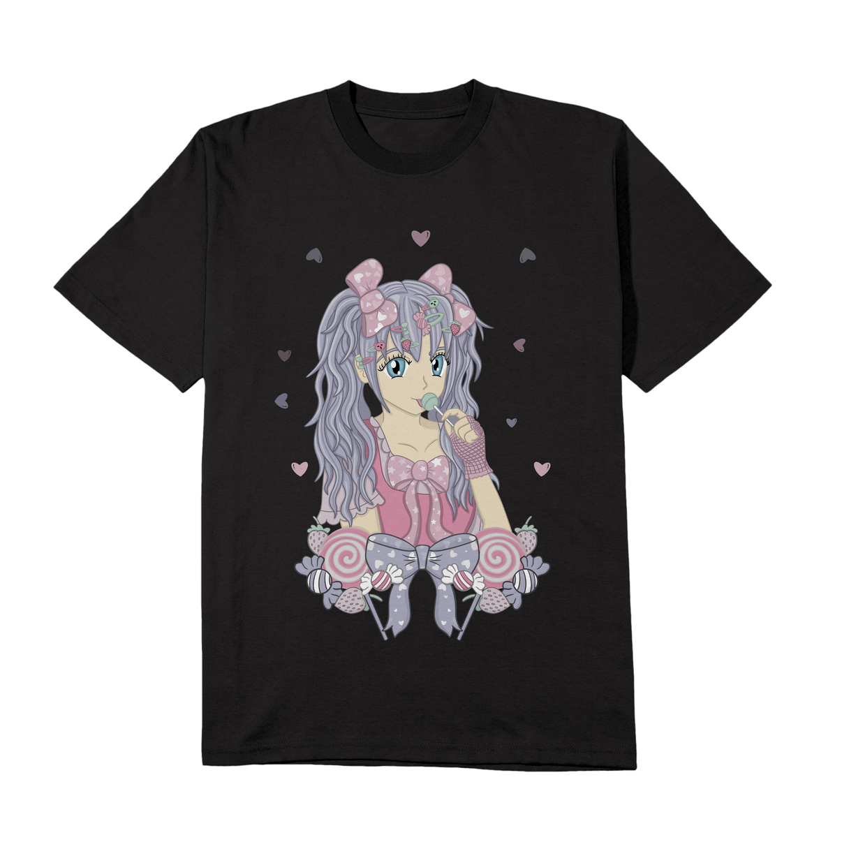 Harajuku Street Fashion T-shirt - Anime Girl with Candy Lollipop ...