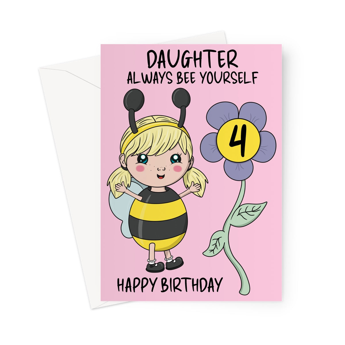 Cute Daughter 4th Birthday Card