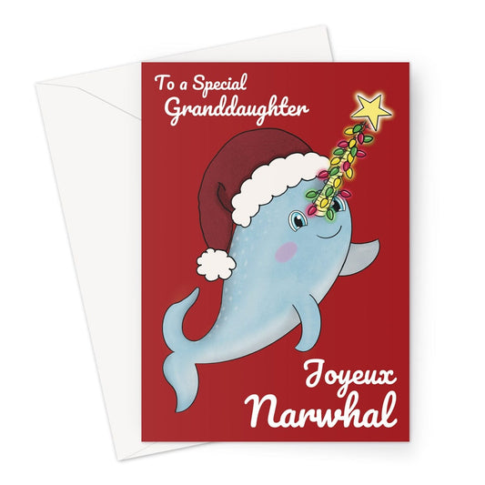 Narwhal Christmas card for a Granddaughter.