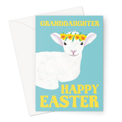 A cute easter lamb Happy Easter greeting card for a Granddaughter.