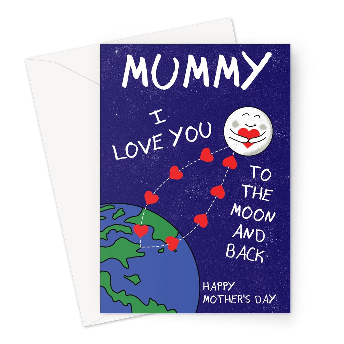 Mummy I love you to the moon and back Mother's Day card.