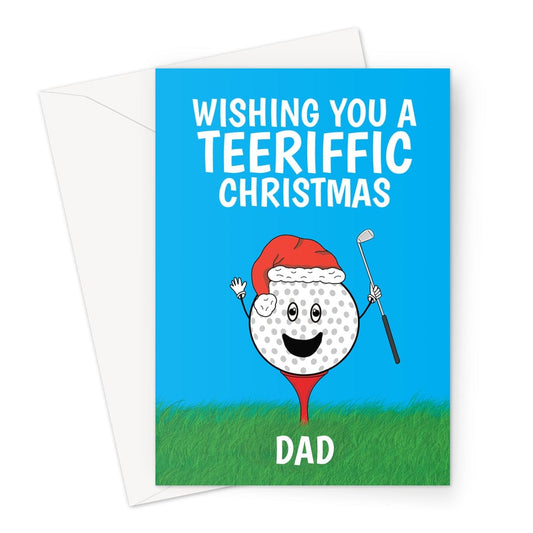 A funny golf ball themed Xmas card for a Dad.