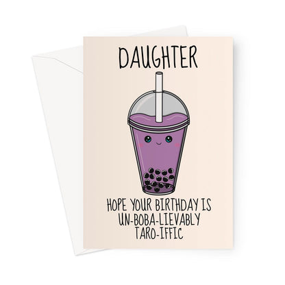 Cute boba tea card for a Daughter