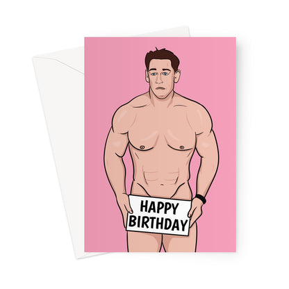 Naked John Cena at the oscars greeting card, happy birthday sign.