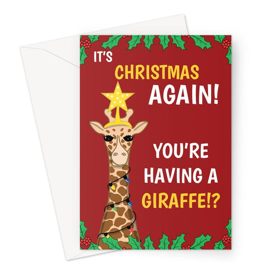 Funny Giraffe themed Christmas card.