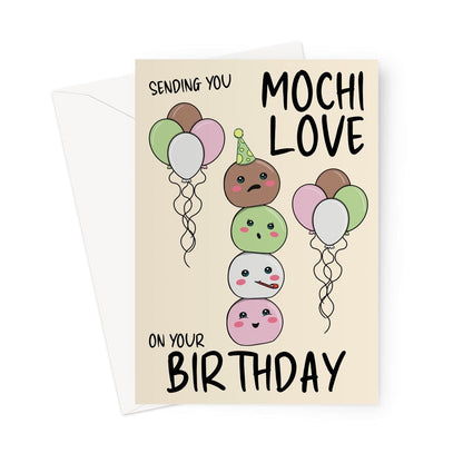 Cute Japanese mochi birthday card.