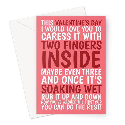 Happy Valentine's Day Card - Rude Tug On Fishing Rod For Her - A5