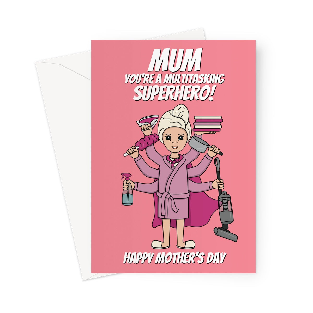 Funny Mother's Day card for a multitasking superhero Mum