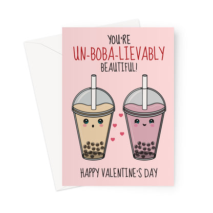 A cute Bubble Tea themed Valentine's Day Card