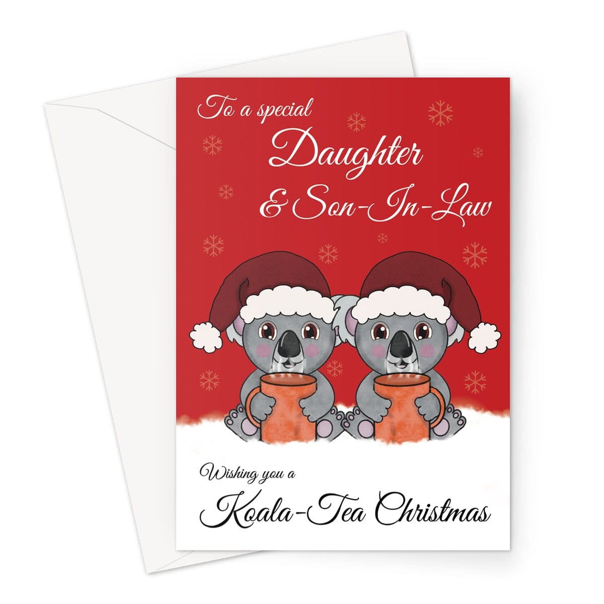 Merry Christmas Card For Daughter and Son-In-Law - Koala Tea Pun - A5 Greeting Card