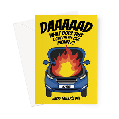 Funny father's day card for a Dad who helps with car problems.